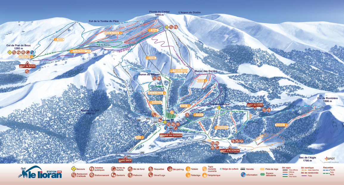 Plan des pistes de ski du Lioran